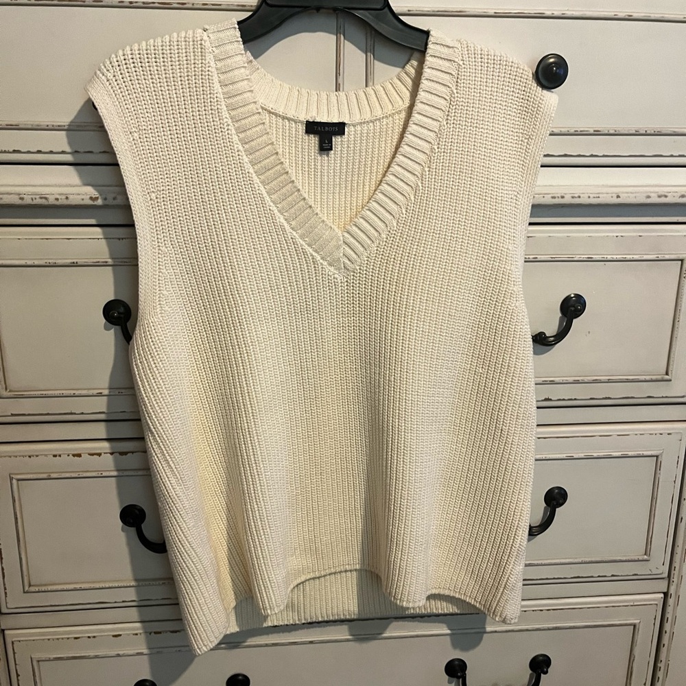 Talbots Ivory Knit Sweater Vest
